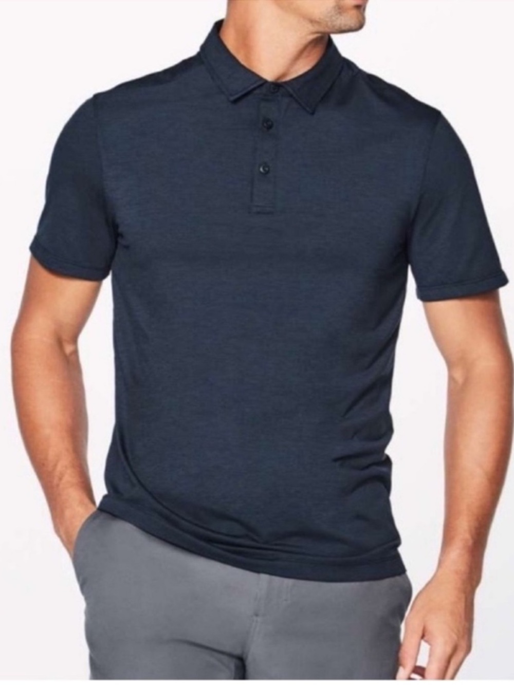 Lululemon Evolution Polo Navy Short Sleeve Preppy Moisture Wicking-Large